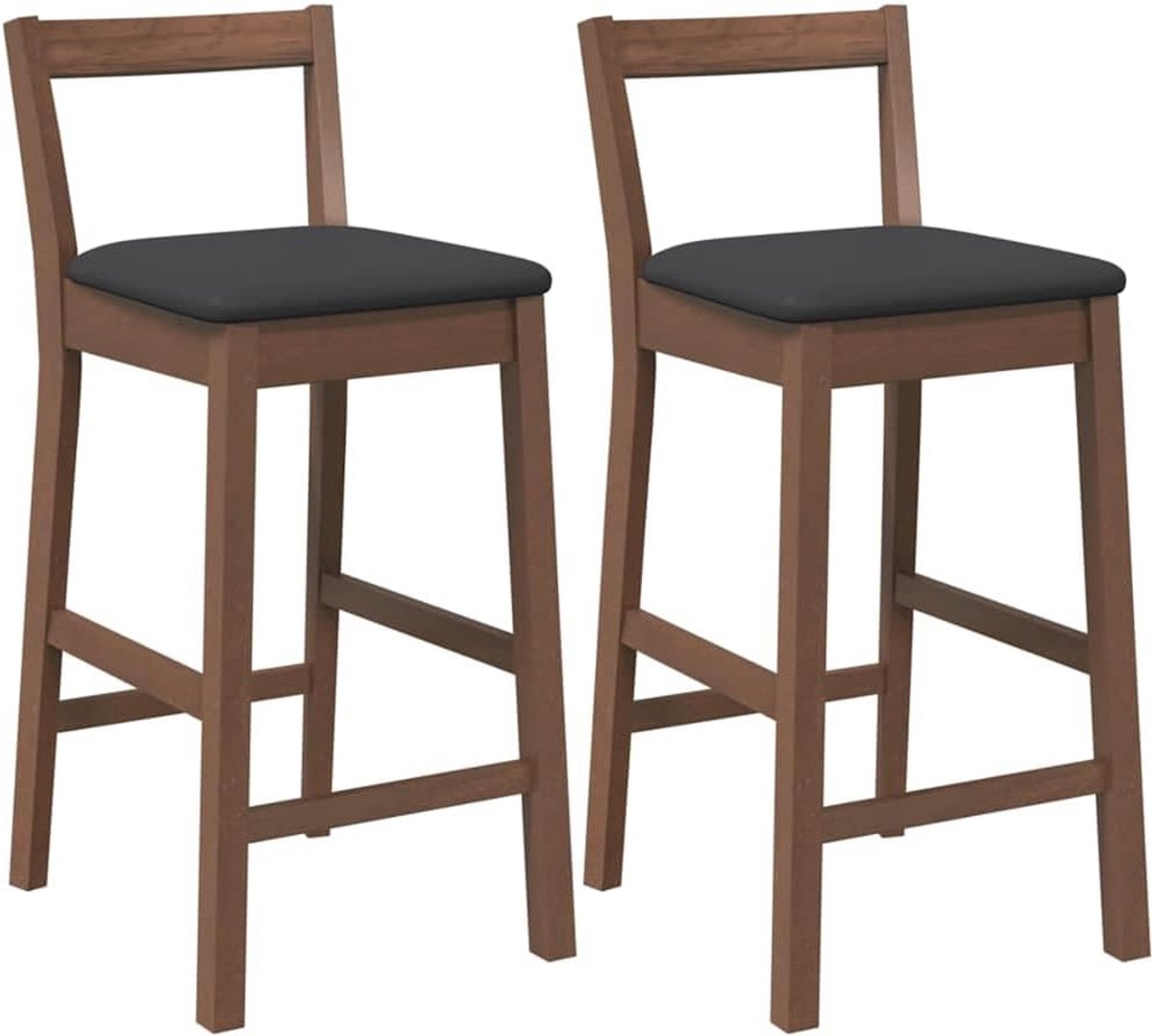 Set van 2 Houten Barkrukken met Zachte Kussens - Ergonomisch Ontwerp