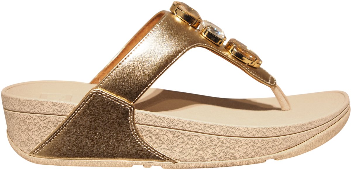 Fitflop Lulu Ultra Jewel Metallic Toe Post Sandalen Goud EU 40 Vrouw