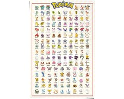 Poster Pokemon - kanto 151 english - 91,5 x 61 - Papier - REINDERS
