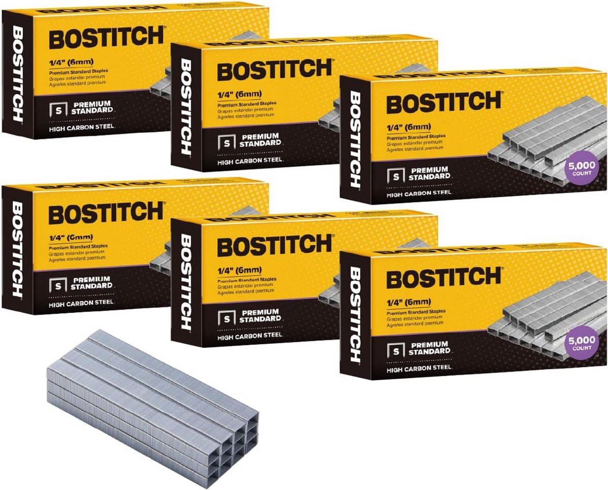 Standaard Nietjes 6-Pack - 1/4 Inch (6mm) - 30.000 Totaal - Anti-Roest en Jamvrij