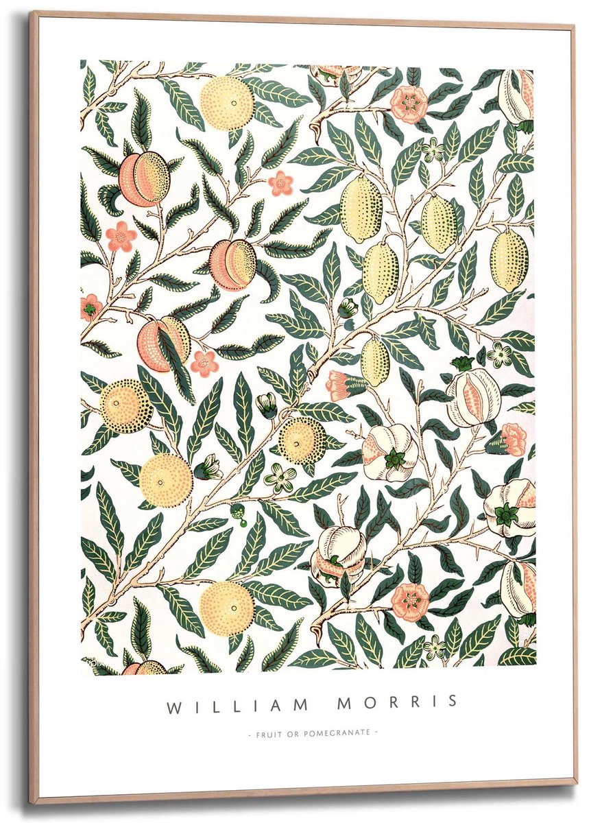 REINDERS Schilderij William Morris - fruit or pomegranate - 70 x 50 - Hout - REINDERS Bonte kleuren Hout