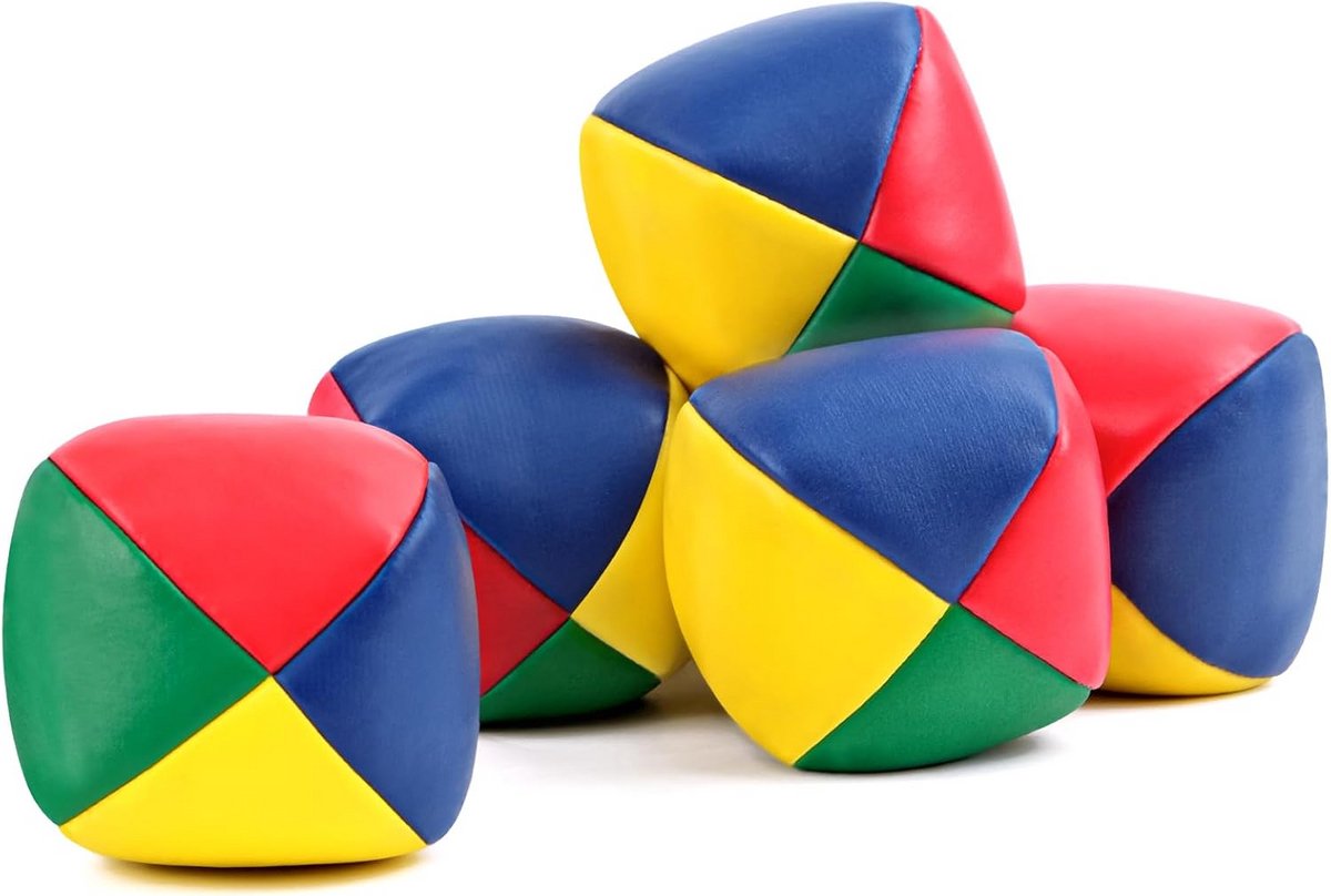 6 Stuks Zachte Jongleerballen PU-Leer voor Kinderen en Volwassenen - Inclusief Opbergtas