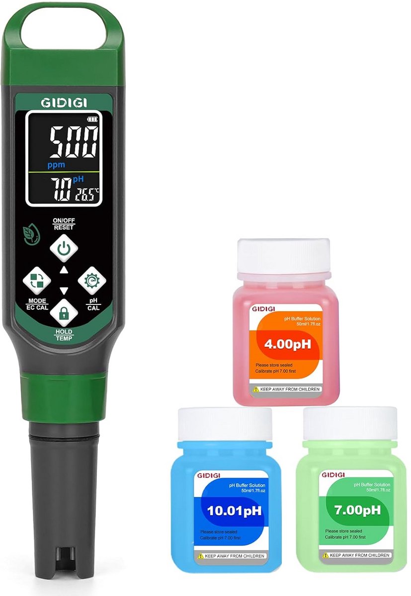 4-in-1 Waterkwaliteit Tester pH EC TDS Temperatuur Meter met Kleurenscherm