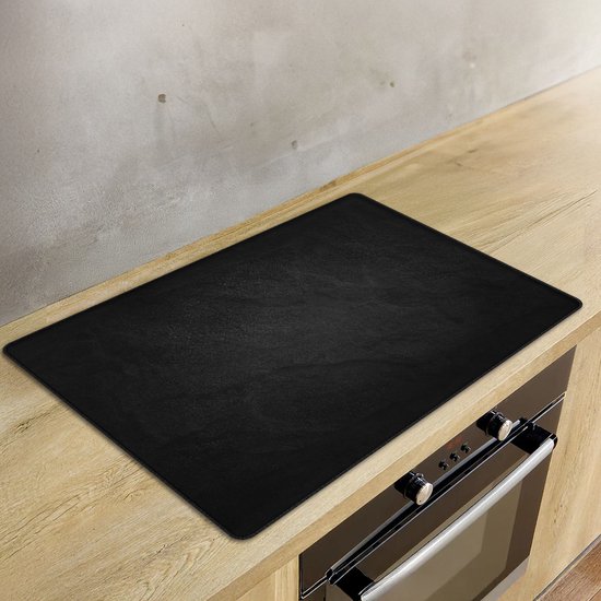KitchyMist Inductie Beschermer 71x52 cm - Stenen Muur in het Zwart - Kookplaat Beschermer - Afdekplaat voor Kookplaat - Inductie Mat - Spatscherm Achterwand Keuken