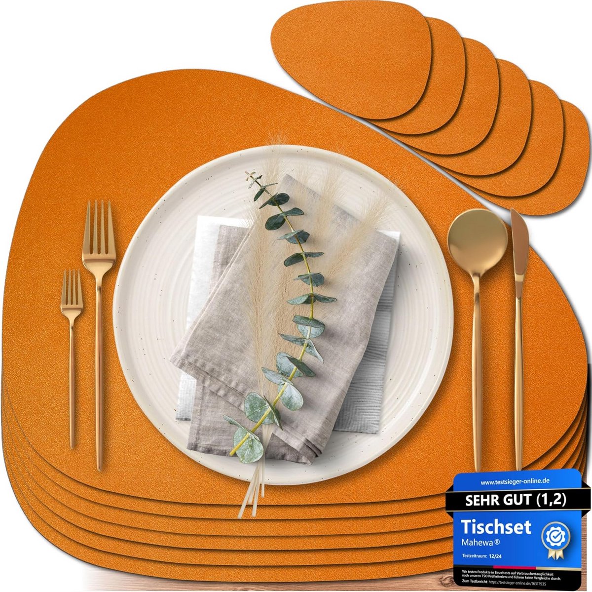 Set van 6 afwasbare placemats van imitatieleer - waterdicht en makkelijk schoon te maken