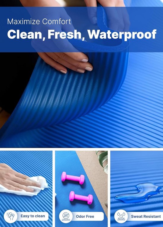 Extra Dikke Yogamat 15 mm – 183 cm – Antislip – Milieuvriendelijk – Latexvrij – PVC-vrij – Dubbelzijdig – Hoogwaardig Traagschuim — afbeelding 2
