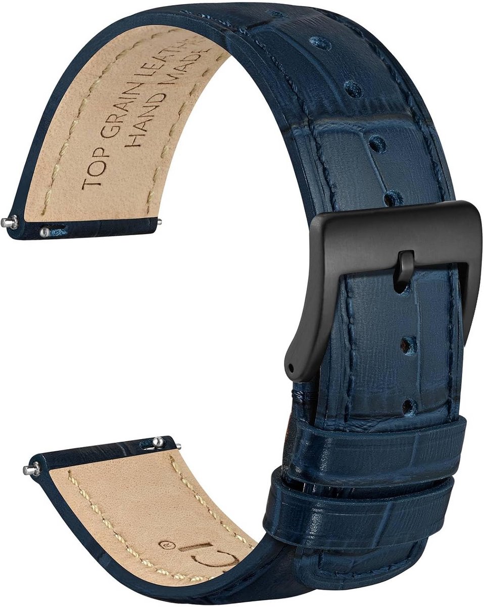 Luxe Leren Horlogeband met Alligator Reliëf - Quick Release Universele Maat (18, 20, 22mm)