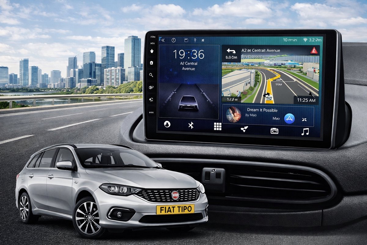 ADIVOX T2 9 inch geschikt voor Fiat Tipo 2016-2023 Android 15 CarPlay/Auto/Wifi/RDS/DSP/5G/DAB+
