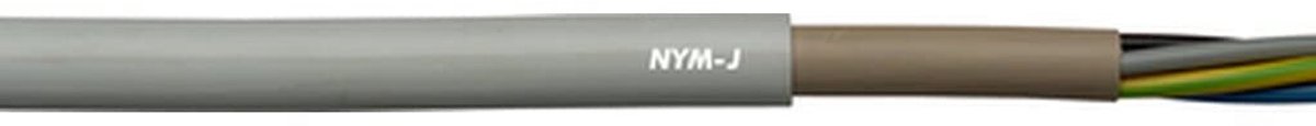 Installatiekabel 10 meter 5G1.5 mm² NYM-J Grijs voor Elektrische Installaties