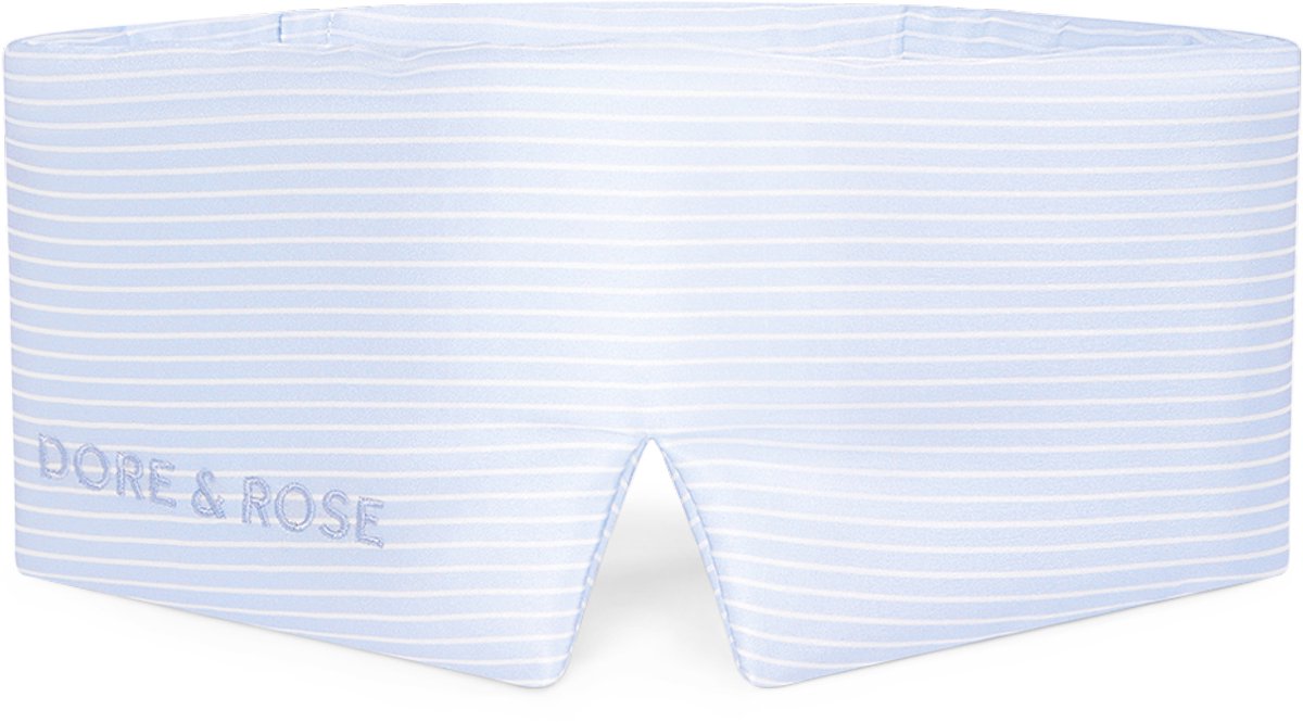 Dore & Rose - Slaapmasker - Oogmasker - Zijden Slaapmasker Voor Mannen en Vrouwen - Deep Sleep Mask - Eye Mask - Verduisterend - Wallen - Gestreept blauw