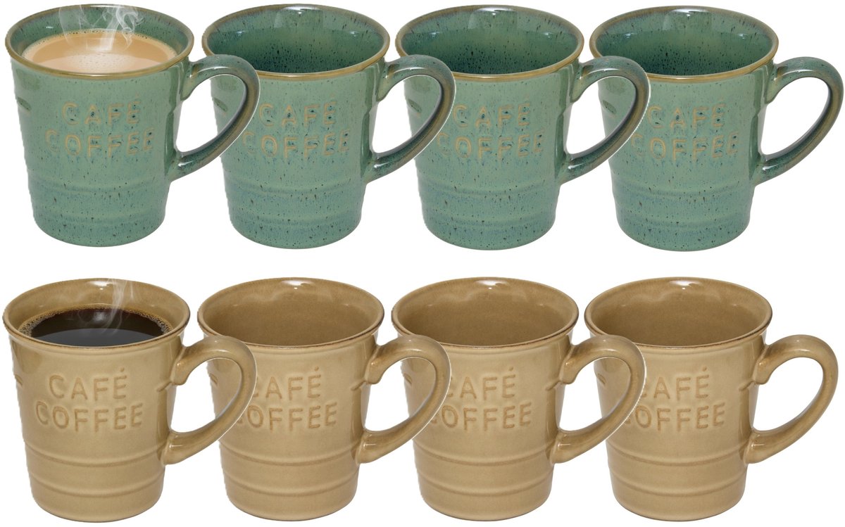 Secret de gourmet Koffiemokken - 8x stuks - 200 ml - kleuren gemixt