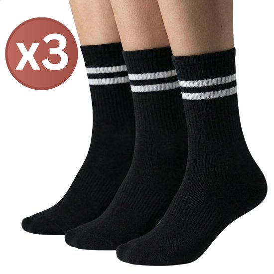 RENALUX - Chaussettes Antidérapantes Femme - Chaussettes Antidérapantes - Chaussettes Antidérapantes - Chaussettes d'intérieur - Set de 3 Paires - Zwart, Zwart, Zwart