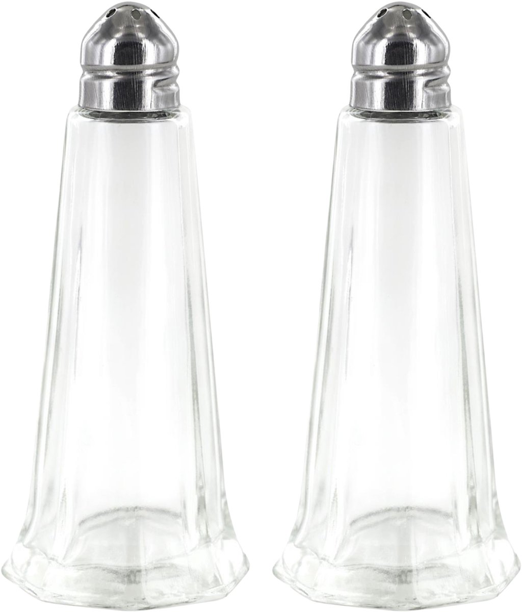 Home Deco Factory Peper en Zoutstrooier - 2x - glas - 50 ml - H11 cm - transparant