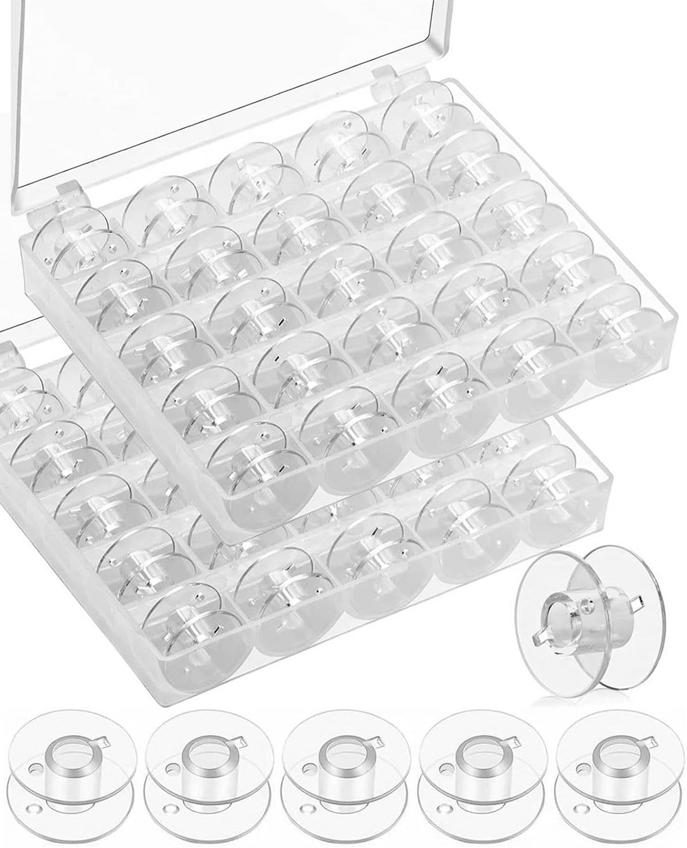 50 Stuks Universele Naaimachine Spoelen in 2 Opbergdozen