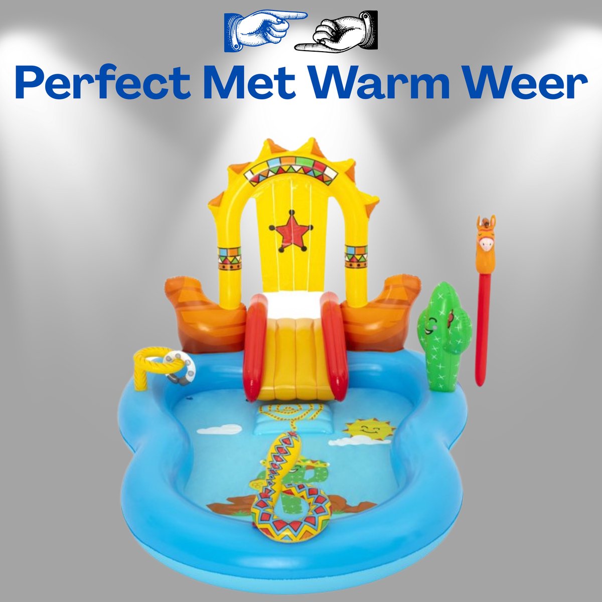 Bestway Opblaasbaar Waterpark 264x188x140 cm - Speelgoed 2 jaar - Kinder Zwembad met Glijbaan, Slang Waterfontein, Ringwerpspel en Cactus - PVC Waterspeelcentrum 278L - Voor Meerdere Kinderen - Inclusief Reparatiepatch Met Ebook — afbeelding 6