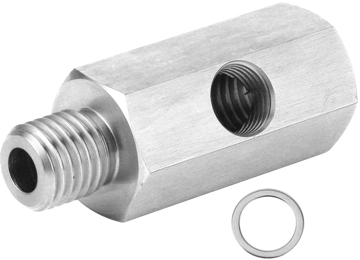 Roestvrijstalen T-Adapter voor Oliedruksensor met 1/8 inch NPT en M12 X 1.5 Fitting