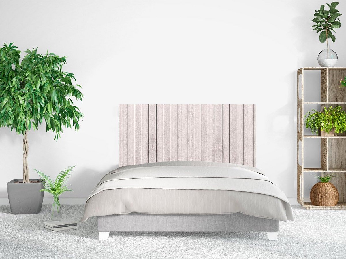 Hoofdbord voor Bed met Houtlook PVC Digitale Print Verticaal Wit