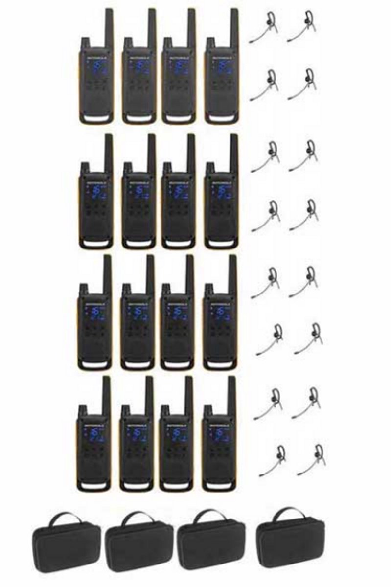 Set van 18 Motorola Talkabout T82 Extreme PMR446 Portofoons met headsets
