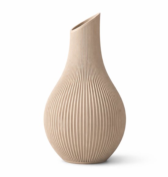 Shizu Japandi Vaas – Minimalistische Design Vaas – Ribbel Vaas Beige – Scandinavische Woondecoratie – 3D Geprint – Voor Droogbloemen - Sabre Design