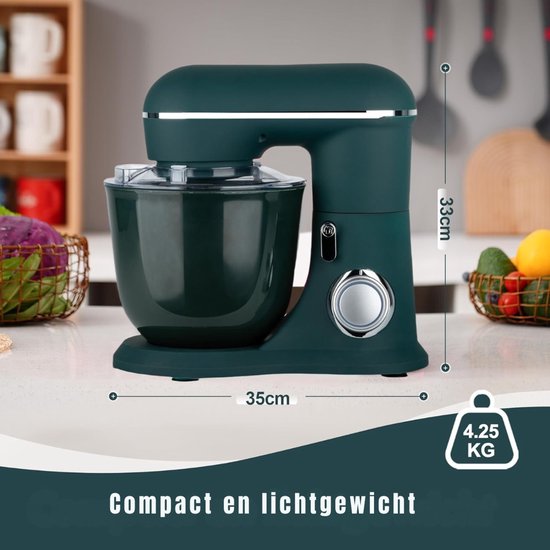 Florixa® Mixer met mengkom - Mixer - Mixer met mengkom keukenmachine - Groen - ‎22cm x 36cm x 33cm van Merkloos — afbeelding 2