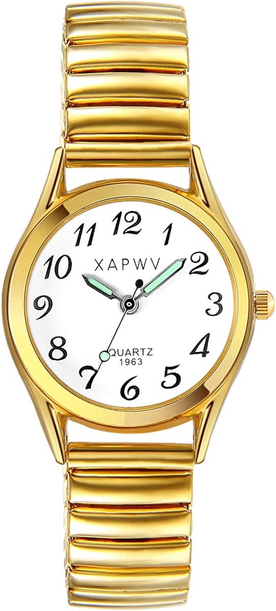 Modieus Dameshorloge met Elastische Band - Analoog Kwarts Polshorloge met Lichtgevende Wijzers