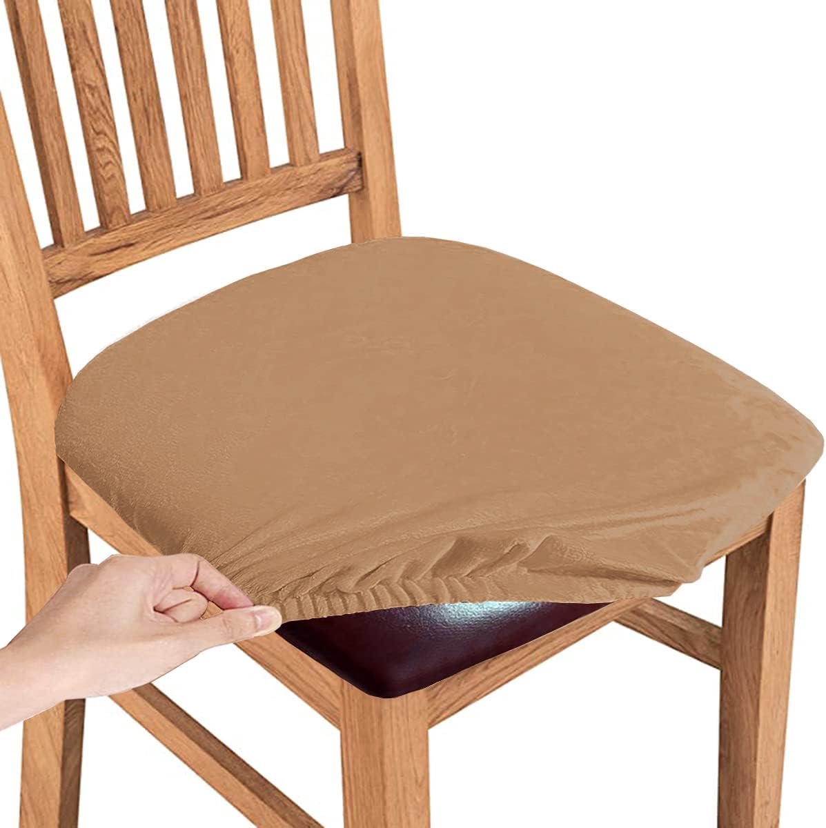 Stretch Velours Stoelhoezen Verstelbaar en Wasbaar voor Eetkamer en Keukenstoelen Set van 6