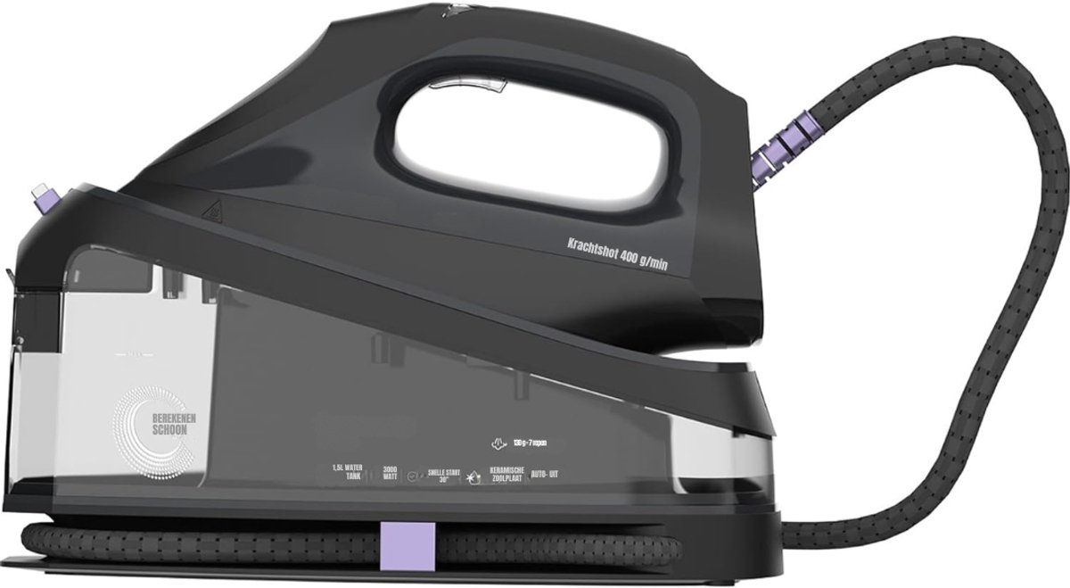 REN® Strijkijzer met stoomgenerator - strijkijzer met stoom - Strijkijzer - Zwart - ‎31cm x 20cm x 25cm