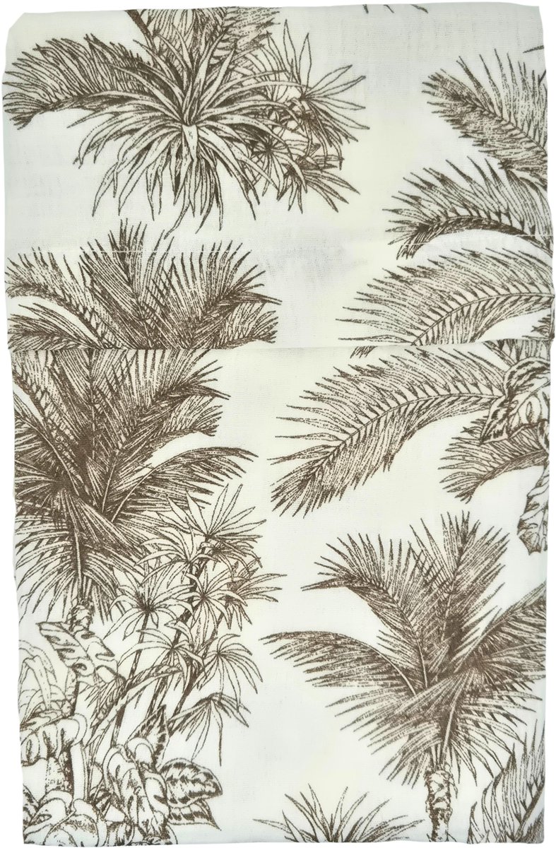 Cottonbaby ledikantlaken - palmboomprint room/bruin - 120 x 150 cm - katoenen hydrofiel