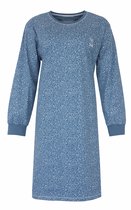 Tenderness Dames Nachthemd - Lange Mouwen - Ronde Hals - Katoen - Blauw - Maat L