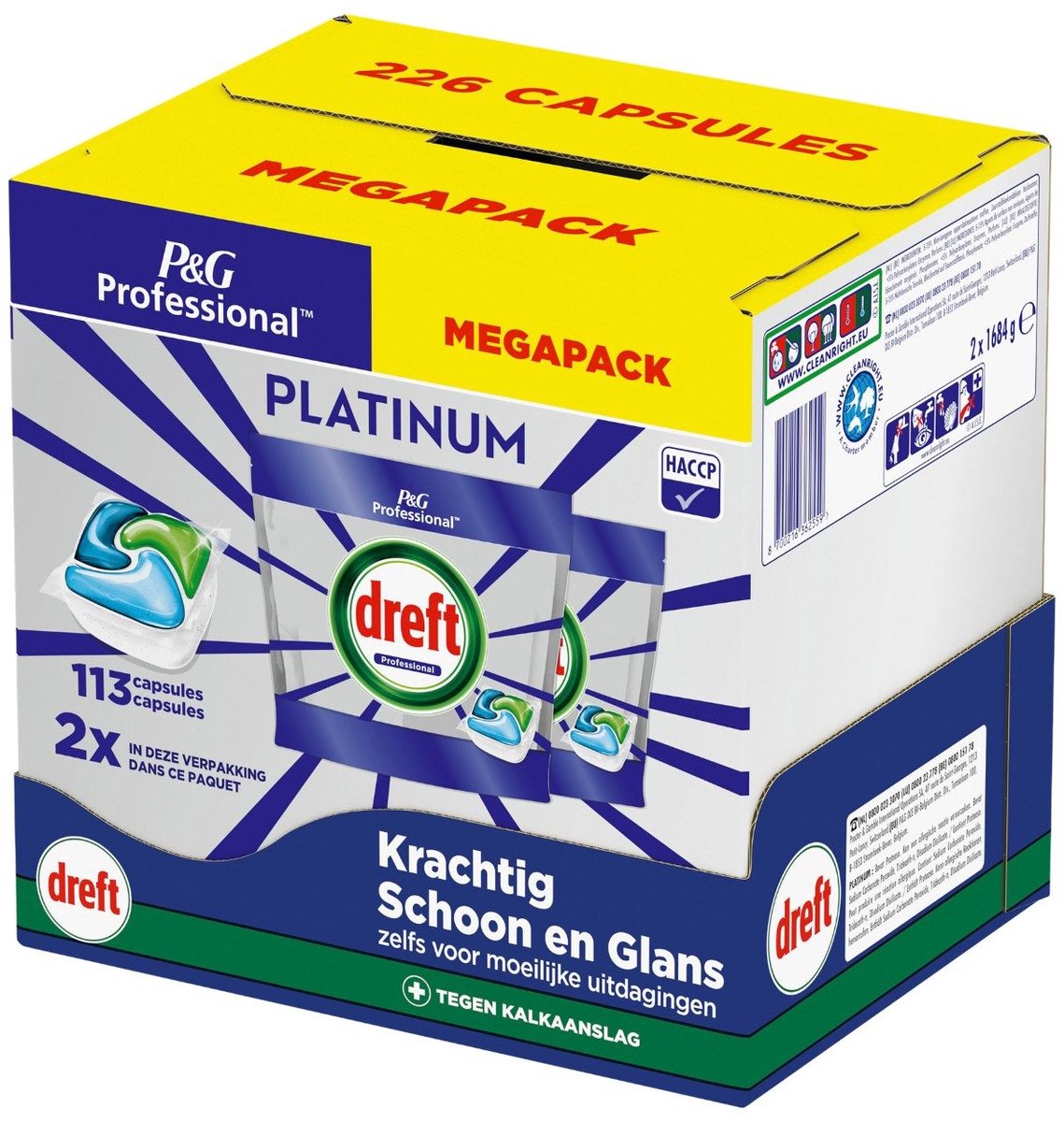 Dreft P&G Professional Vaatwastabletten platinum regular 2x113 tabletten
