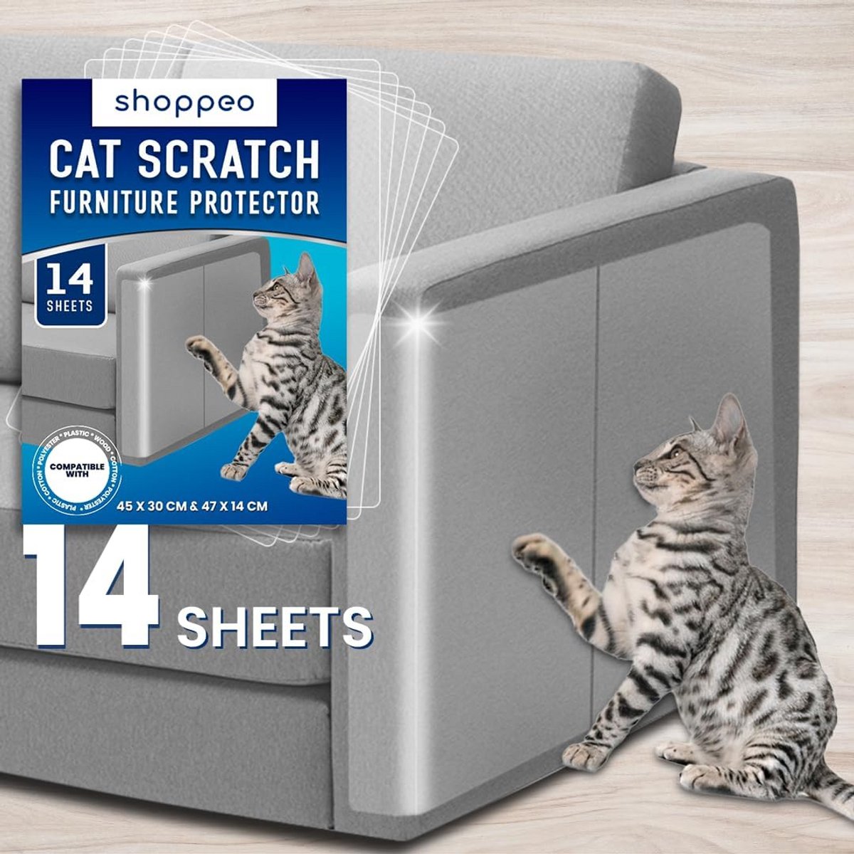 Krasfolie voor katten 14 stuks - zelfklevend, transparant, 17 mm - bescherm bank en meubels tegen krassen