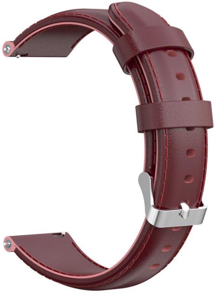 KELERINO. Leren bandje geschikt voor Samsung Galaxy 46 MM / Gear S3 - Donker Rood