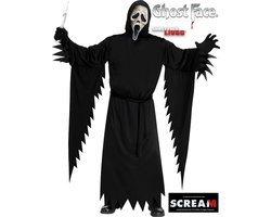 Fun World Ghostface Kostuum Volwassenen Scream Kostuum Halloween Kostuum Volwassenen Carnavalskleding Heren Verkleedkleren Volwassenen - Officiële Licentie - 3-Delig Gewaad met Capuchon/Riem/Masker - Unisex - Maat XL/2XL