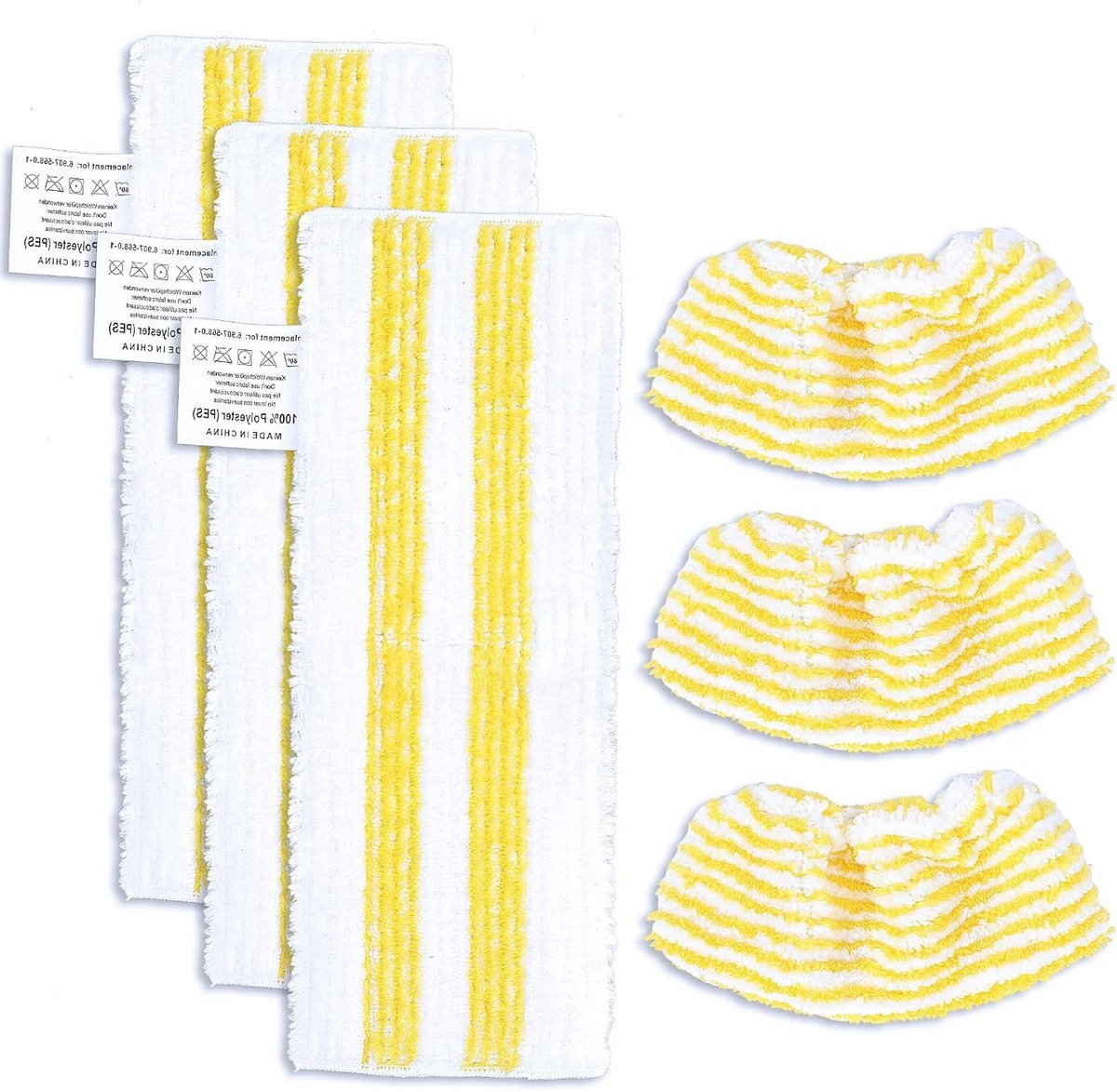 Microvezeldoekenset 6 stuks - 3 vloerzuigmonden + 3 handsproeiers - zacht en absorberend