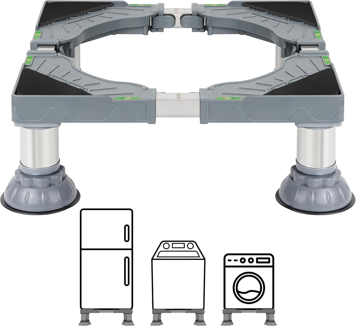 Wasmachine Verhoger - Wasmachine Opbouwmeubel - Wasmachine Sokkel - Anti Slip & Verstelbaar - Ook voor Droger, Koelkast en Vriezer - 300 Kg Draagkracht - 4 Poten - Hoogte 16 tot 19 cm - van Imperatoris