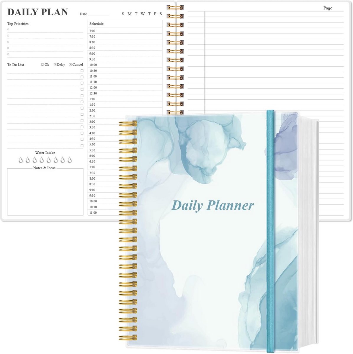 Ongedateerde Dagelijkse Planner A4 - Productiviteitsnotebook met Urenschema en To Do Lijst