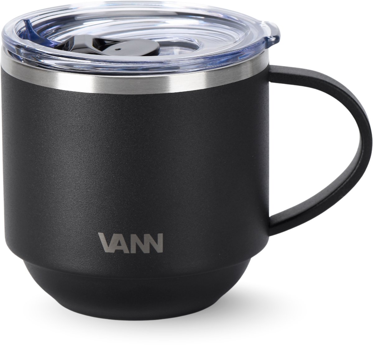 VANN® RVS Koffiemok met oor 330ml – koffiemokken met oor – koffiemok to go met morsvrij deksel voor thuis, kantoor en onderweg