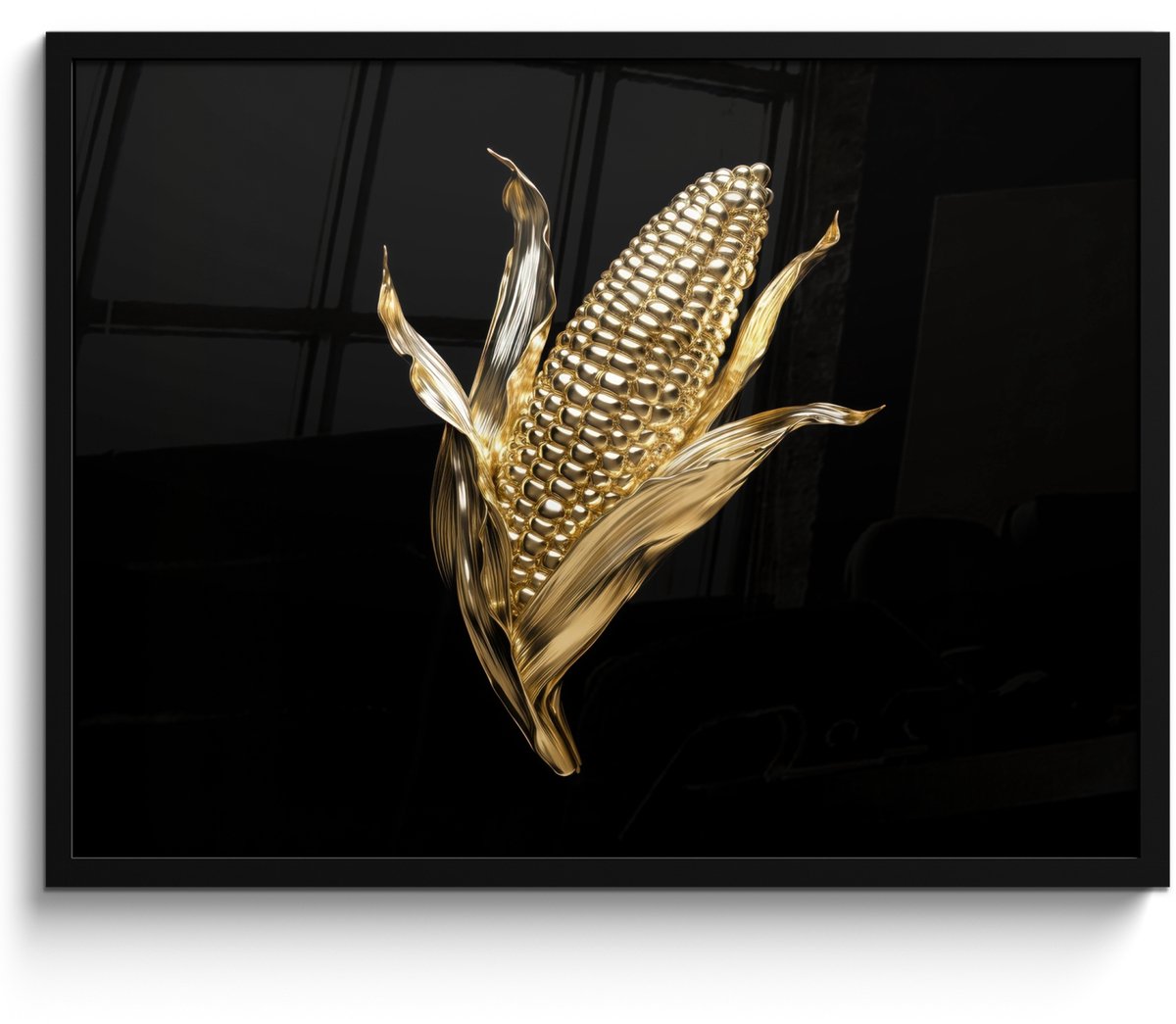 FrameYourWall Fotolijst inclusief poster - Posterlijst 70x50 cm - Posters - Mais - Eten - Goud - Zwart - Foto in lijst - Keuken decoratie muur - Wanddecoratie accessoires - Muurdecoratie - Schilderijen