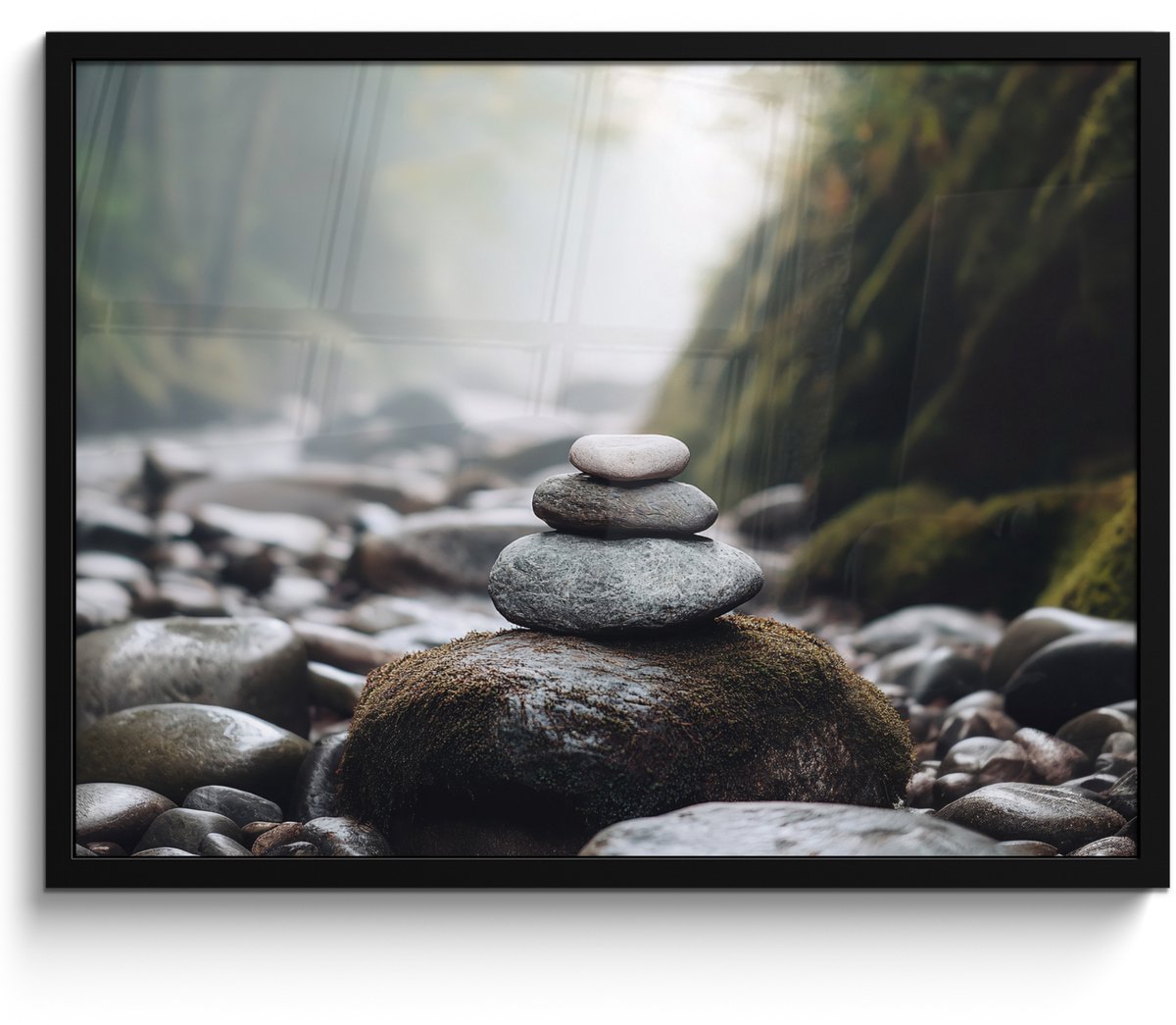 FrameYourWall Poster in lijst - Fotolijst 70x50 cm - Posters - Stenen - Stapel - Natuur - Posterlijst zwart - Decoratie - Wanddecoratie woonkamer - Muurdecoratie slaapkamer Stenen - Natuur