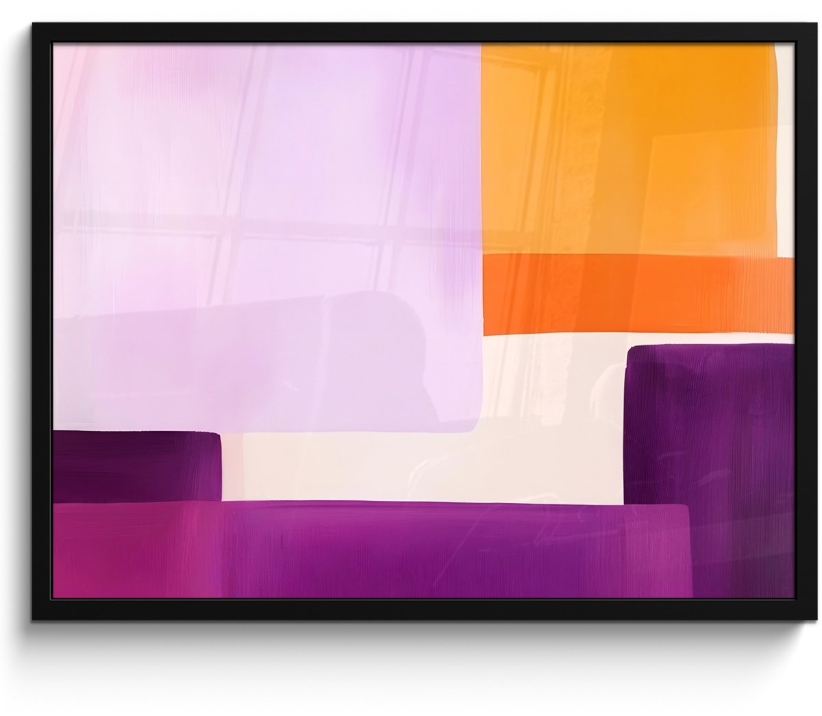 FrameYourWall Poster in lijst - Fotolijst 70x50 cm - Posters - Vlakken - Abstract - Rechthoekig - Oranje - Posterlijst zwart - Decoratie - Wanddecoratie woonkamer - Muurdecoratie slaapkamer