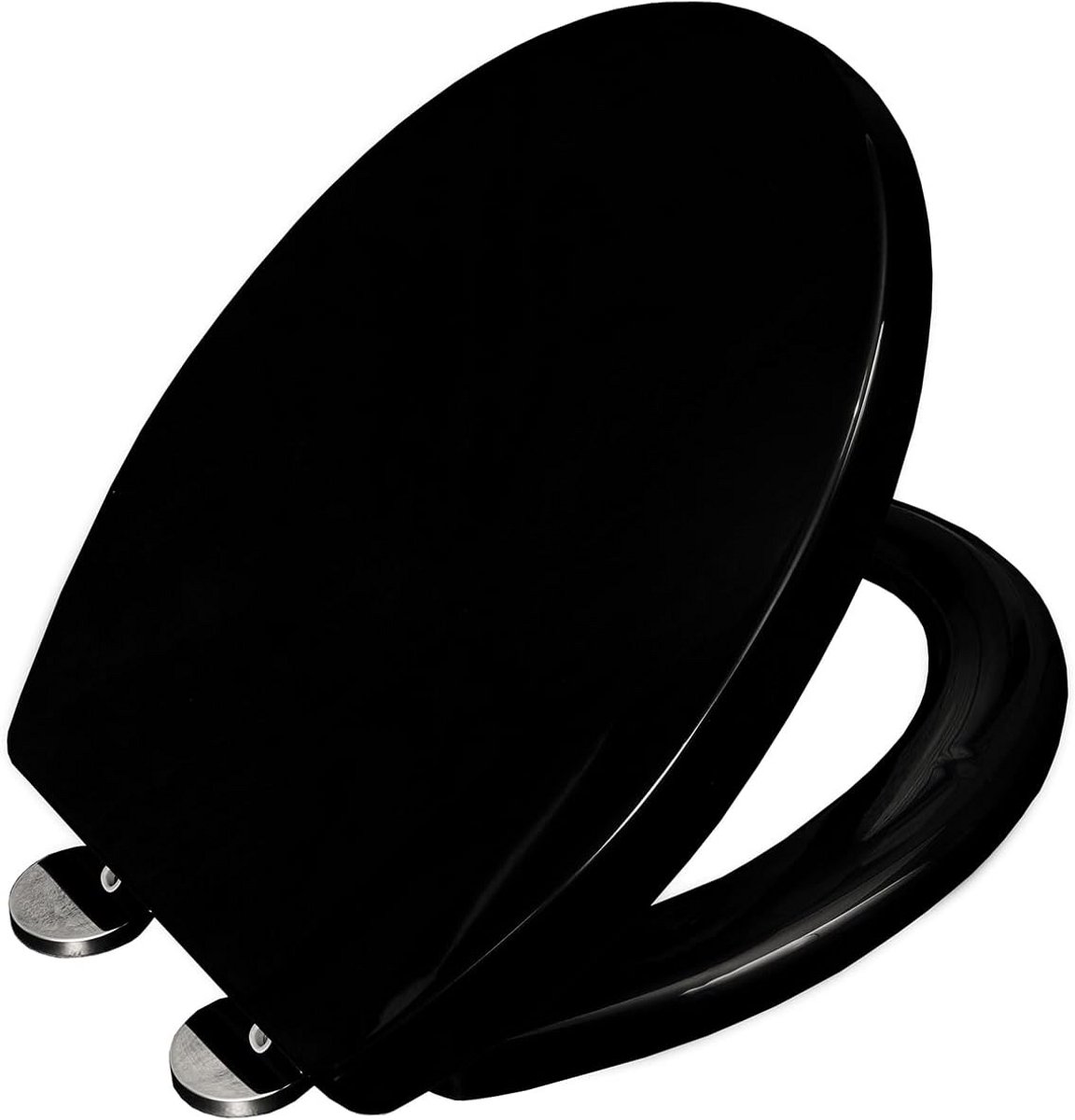 Zwarte WC-Bril met Soft Close en Snelsluiting voor Ovale Toiletten
