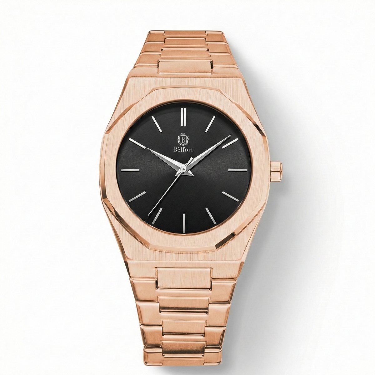 Bèlfort Horloge Analoog Bellamy - Heren - Roestvrij Staal Gold - Goudkleurig - Premium Metalen RVS Horloge Band - 41.5mm - Water Resistance Watch