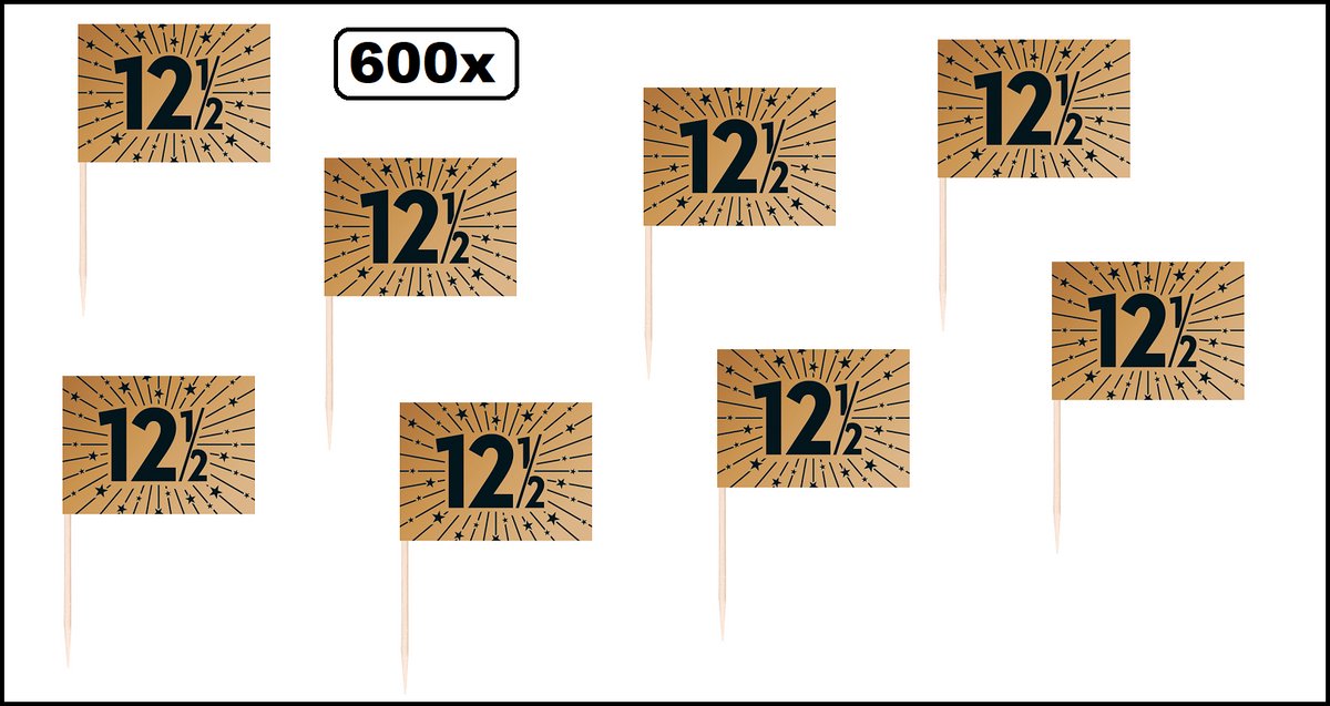 600x Cocktailprikkers 12,5 koper - Vlag prikker Jubileum getrouwd thema feest koperen bruiloft cocktail prikker