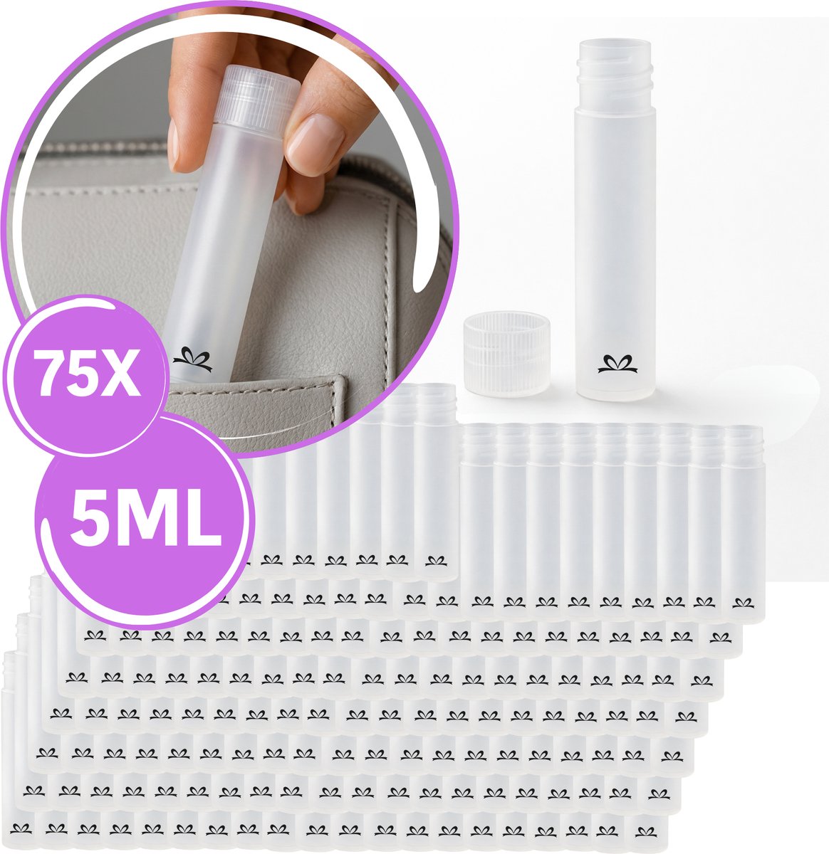 Reageerbuisjes 5 ml met Schroefdop 75x – Lekvrij, Waterdicht & Voedselveilig – Mini Bewaarbuisjes voor Vloeistoffen, Verf, Kralen & Supplementen – SafeSeal