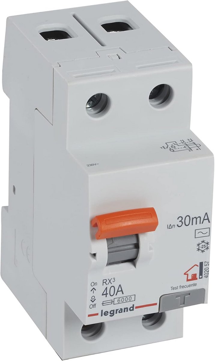 Differentieelschakelaar 2P 40A 30mA AC-klasse voor elektrische installaties