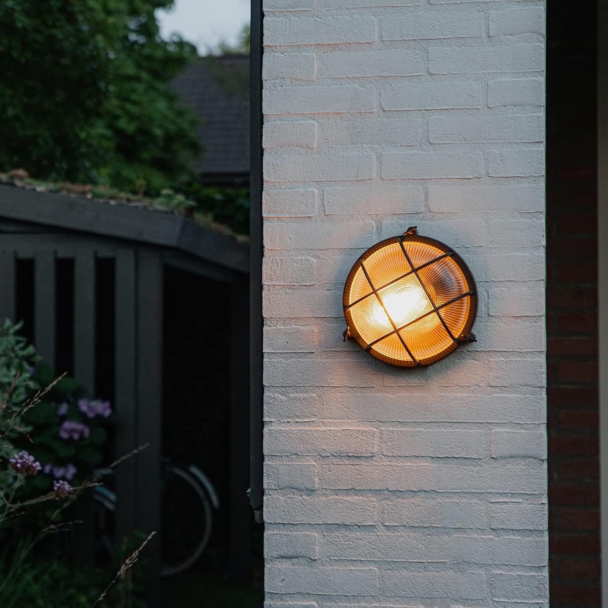 Ronde Industriële Wandlamp IP44 – Aluminium met Geribbeld Glas – Geschikt voor Binnen en Buiten – E27 Max 60W – Dimbaar
