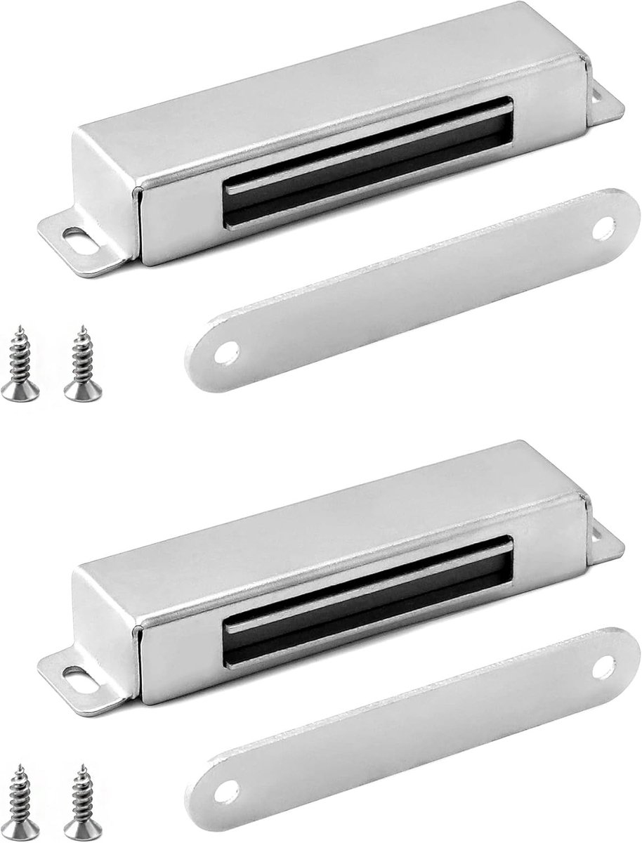 Deurmagneet - Holding Force 18 kg - Magneetsluiting voor Kast en Deur - Magneetsnapper - Deursluiter - Deurvanger - 2 Stuks - Zilver - van Imperatoris