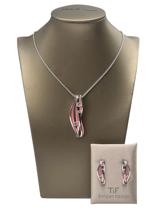 TIF - Bijoux - Parure pour femme - Collier - Boucles d’oreilles - Argent - 45 cm