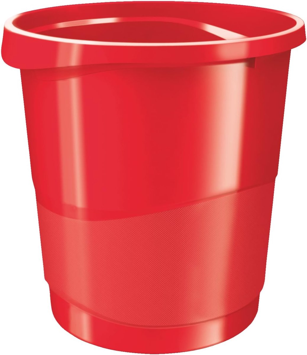 Prullenbak - Afvalbak - Kantoor Thuis - Geribbeld Design - 14 Liter - Rood