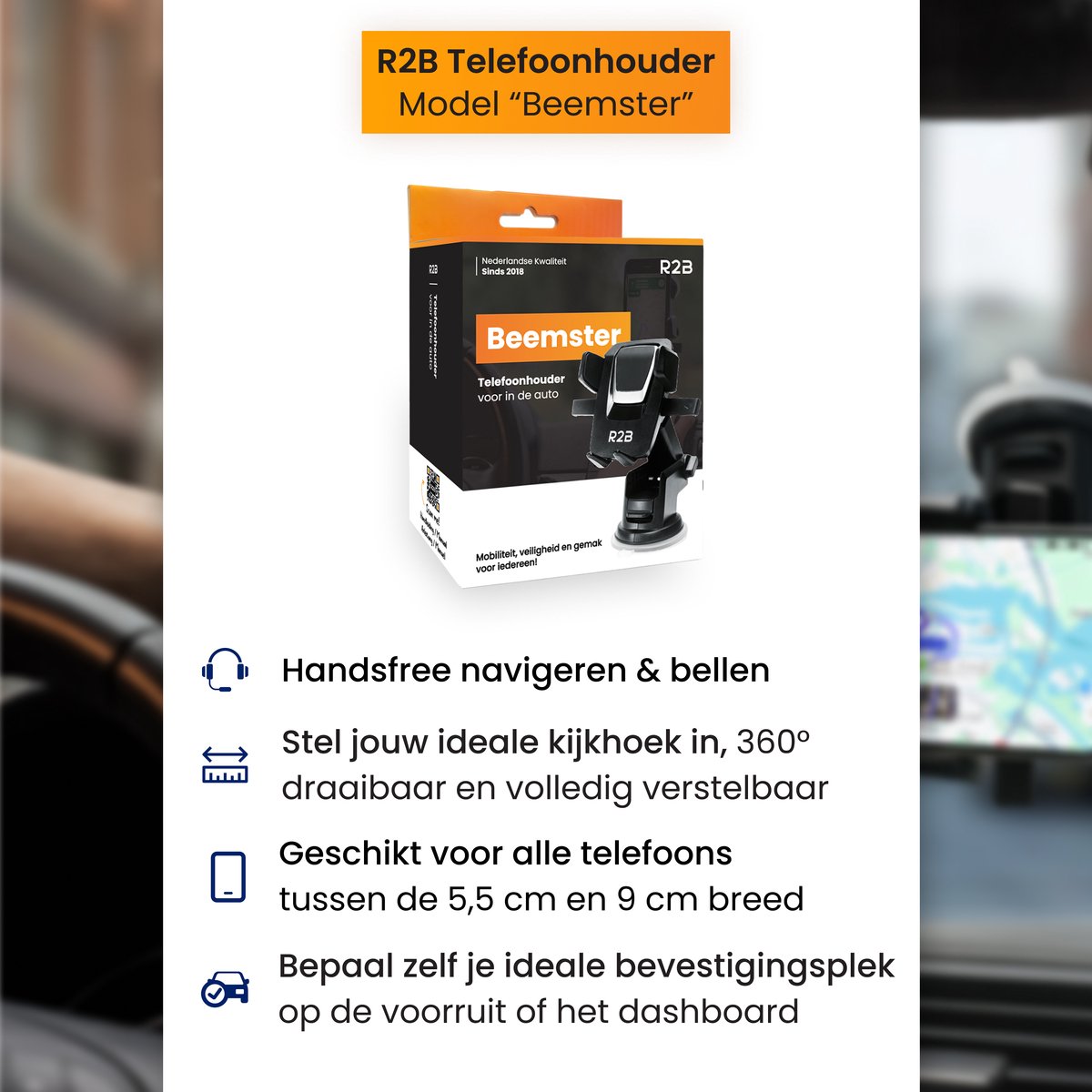 R2B Telefoonhouders Auto - Zuignap voor Raam/Dashboard - GSM Houder Auto - Autohouder - Telefoonhouder Auto - Mobiel Houder Auto - Telefoon Houder - Auto Telefoonhouder - Phone Holder Car – foto 8